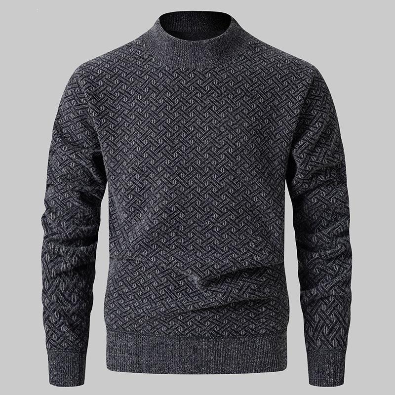 Men S Casual Half Turtleneck Fleece Thick Knit Sweater