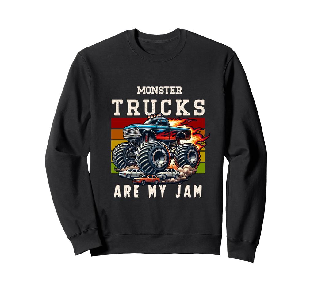 Cool Monster Trucks Are My Jam Retro Style Sweatshirt