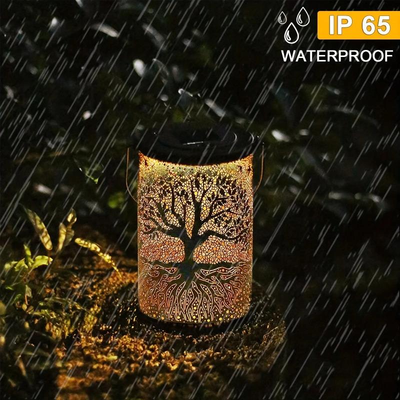 Vintage Metal Hanging Solar Lantern, Waterproof Outdoor LED Decor Lamp, Solar Powered Tree Light For Garden Yard Lawn Patio Hanging Decoration