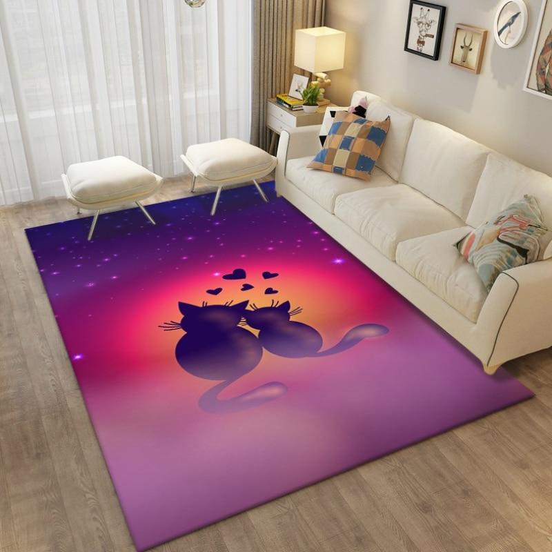 Cartoon Cute Cat Animals Carpets Rug for Living Room Bedroom Children's Room Decorative Floor Mat Kithen Bath Non-slip Area Rug