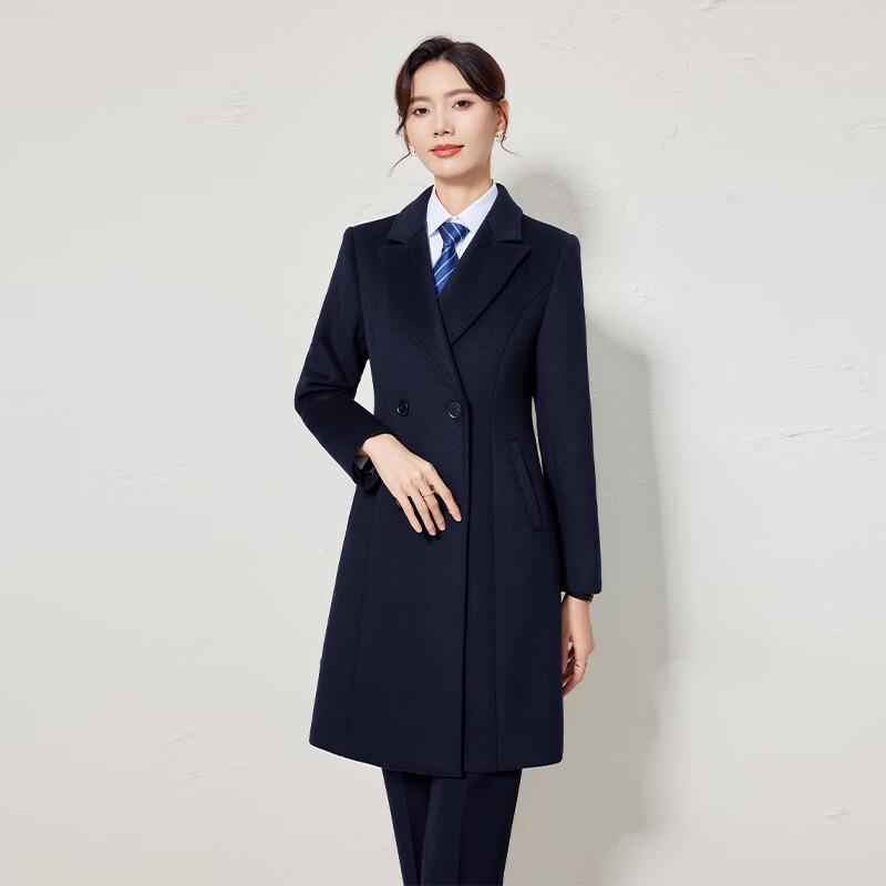 

HANMANKE Women s Professional Double-Breasted Wool Blend Coat 3XL
