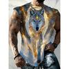 [Print Design-Not Textured] Wolf Soul Animal Print Sleeveless T-Shirt, Men'S Graphic Vest, Suitable for Outdoor And Casual Wear, Plus Size