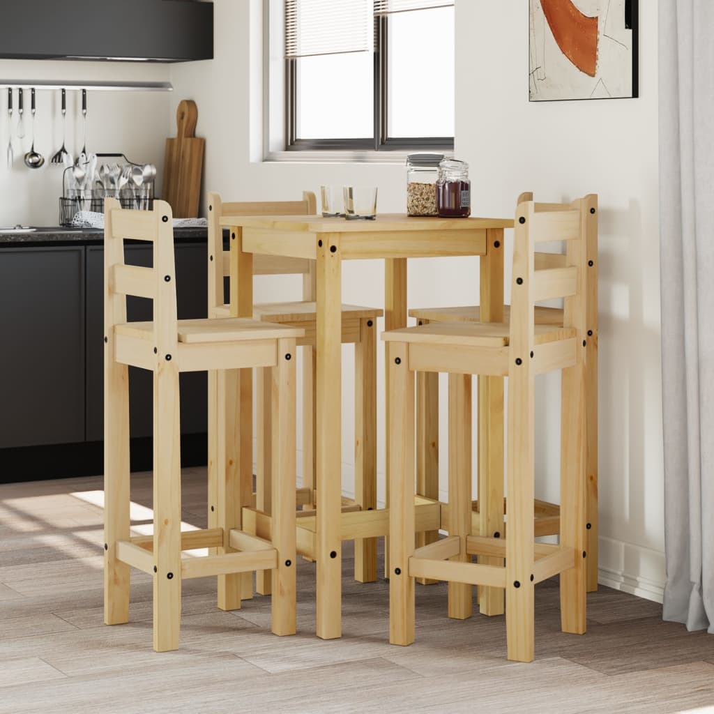 5 Piece Bar Set Solid Pine Wood