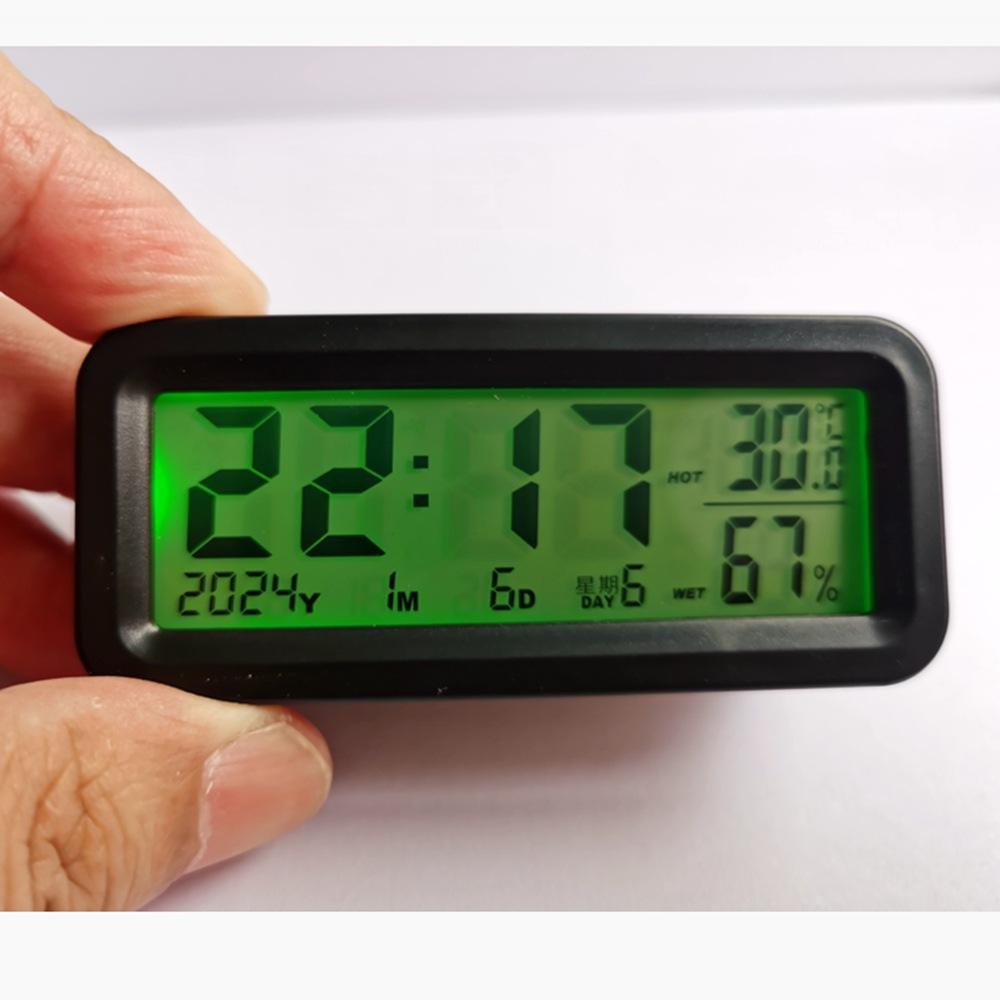 Professionell Biltermometer Hygrometer Solcellsdriven LCD-klocka Instrumentbräda Säkerhetsmonitor
