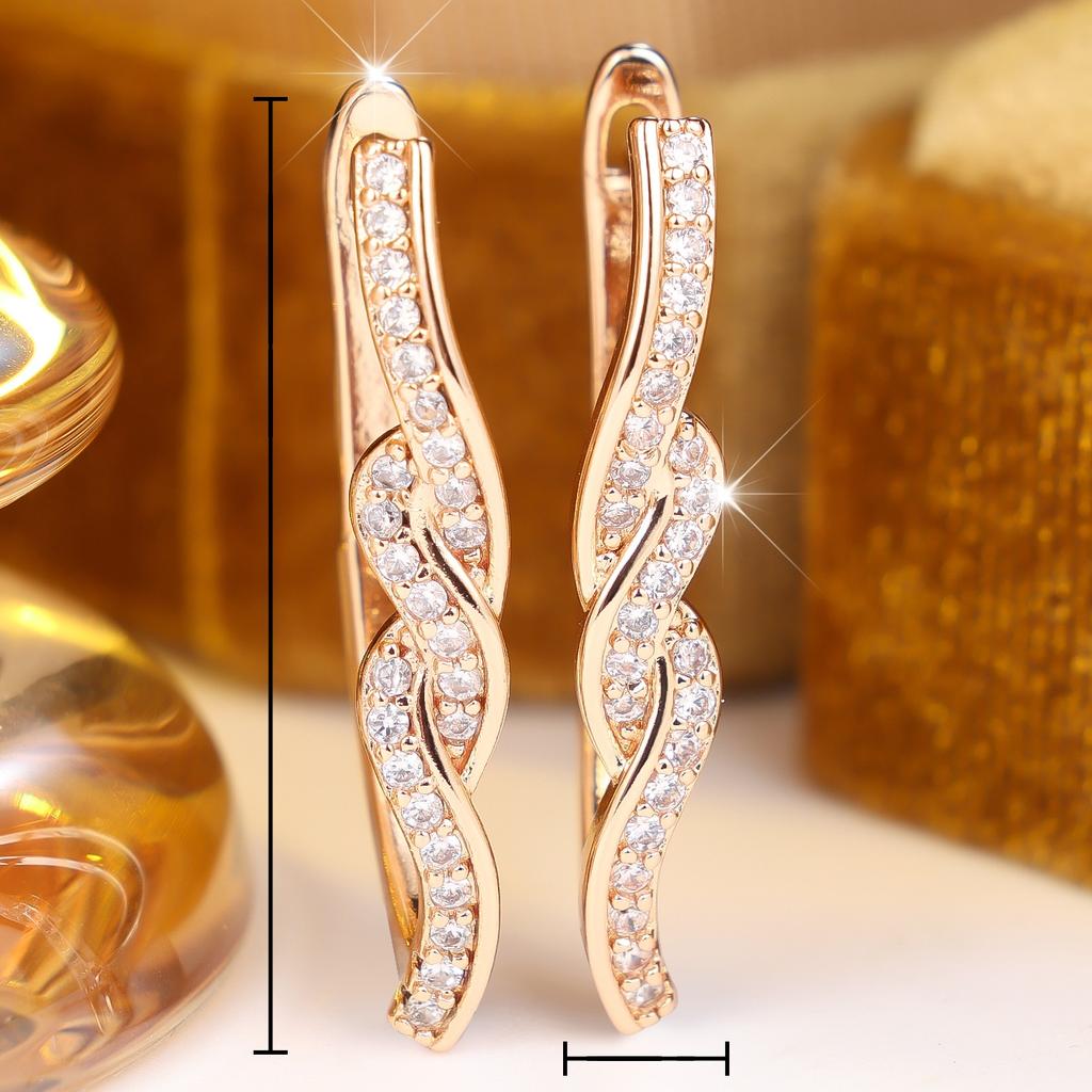 Luxury Female White Stone Irregular Hoop Earrings Trendy Fashion Gold Color Wedding Jewelry For Women