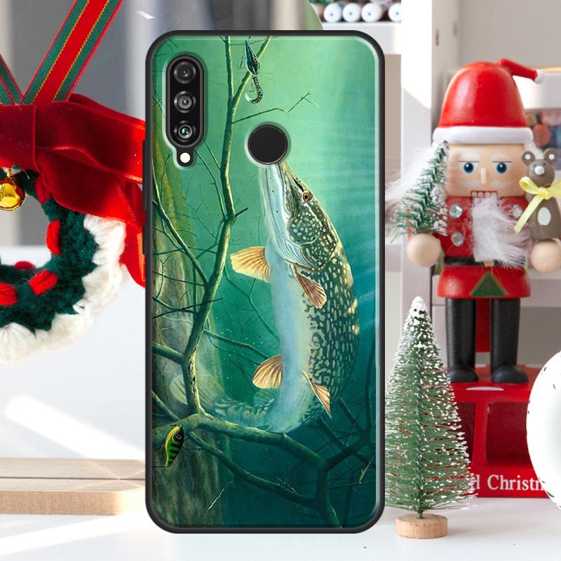 Pike Fish Fishing Bait For Huawei Nova 12i 11i 8i 12s Y73 Y72 Y61 Y91 Y90 Y70 Y60 9 10 SE P60 Pro P30 P40 Lite Case