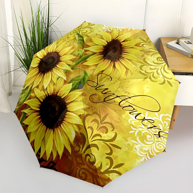 

1pc Sunflowers Automatic Opening/Closing Umbrella with Operation & Windproof Canopy yy260311084