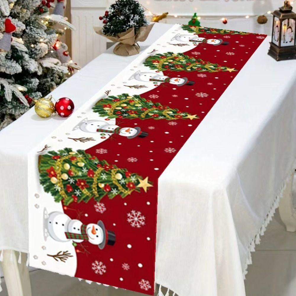 Snowman Christmas Table Runner Elk Christmas Tablecloth New Table Decor  Christmas Party