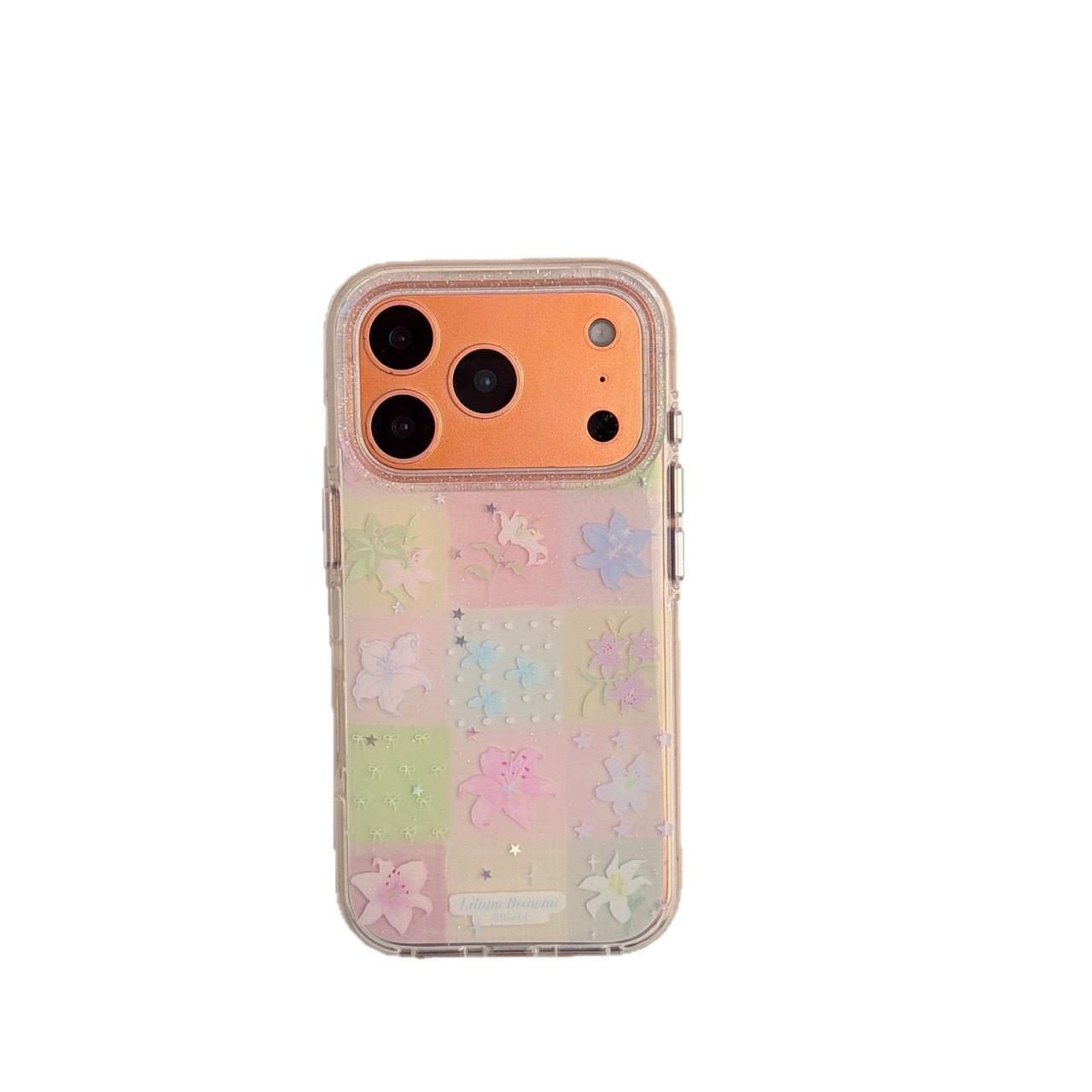 

Fresh Pink & Green Plaid Lily Flower Phone Case for iPhone 14/15/16/17 Pro Max (Female Design) iPhone 17