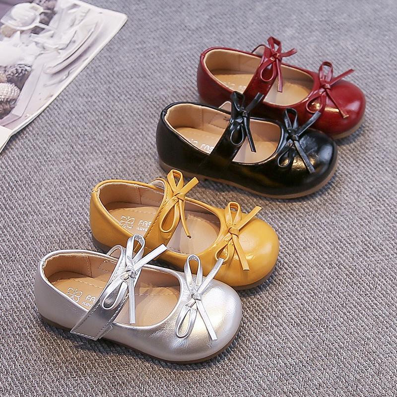 Girls Bow Princess Leather Shoes 2025 Autumn New Children's Baby Beanie Shoes Girls Mary Jane Single Shoes Trend