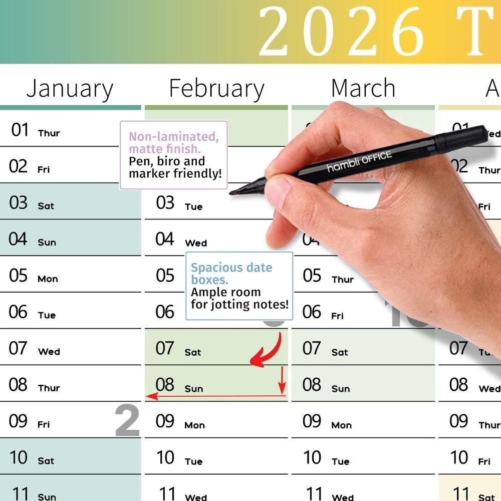 12 Month Wall Calendar 2026 30x20 in Wall Mount Fitness Schedule with Label Stickers Non Laminated Annual Planner Office Use
