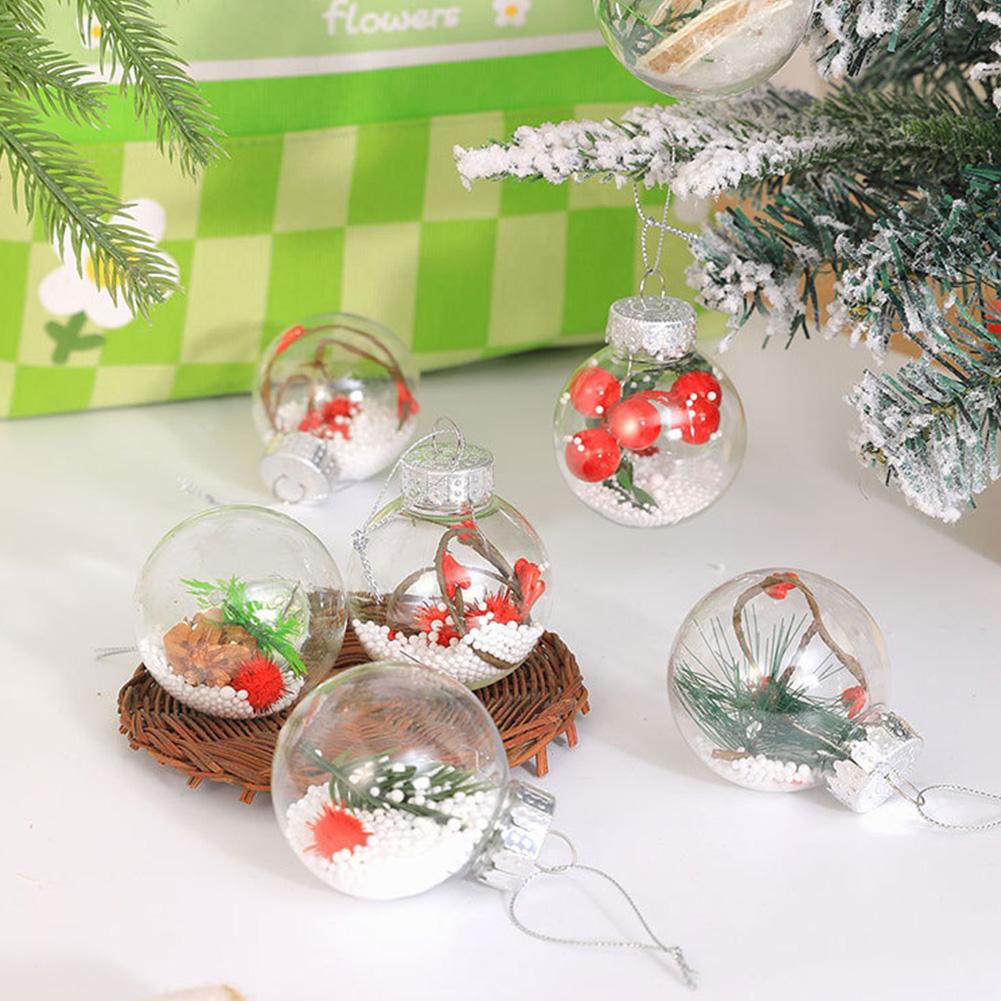 12Pcs/box Christmas Tree Balls Ornament 6CM Transparent Hanging Bauble Pendant 2025 Christmas New Year Party Home Decoration