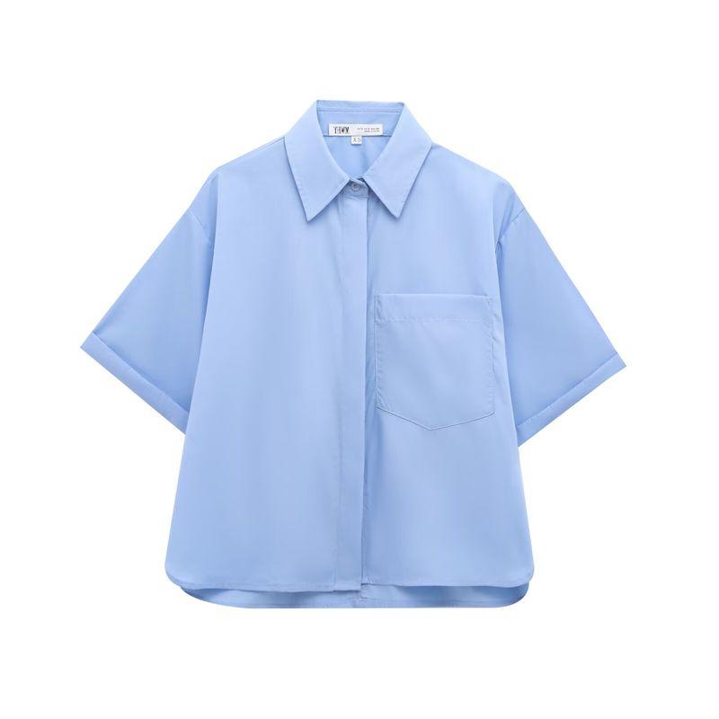 Kaslead New Arrival Women's Clothing Fashion Style Fashion Casual Versatile Pocket Decorated Poplin Shirt 2837200