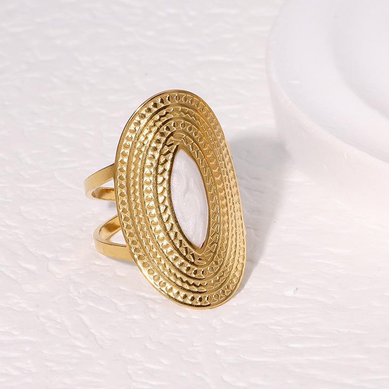 Anelli Metallo Acciaio Inossidabile Larghi Apribili per Donne Uomini Vintage Colore Oro Drip Oil Geometrici Regolabili Anello Dito Gioielli 2024