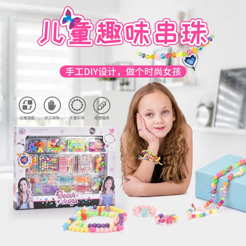 DIY Innovative Handmade Beads Plaything Girl Making Bracelet Necklace Beaded Jewelry Problem-Solving Learning-Enhancing Playthings for Children