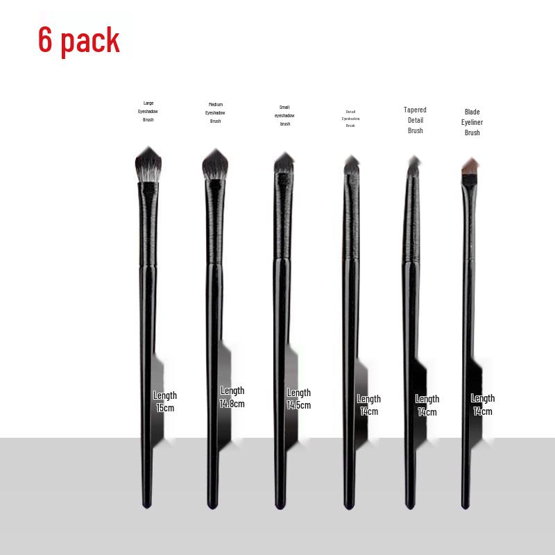 6-Piece Soft Hair Eye Makeup Brush Set: Eyeshadow, Under-Eye, Eyeliner, Detail