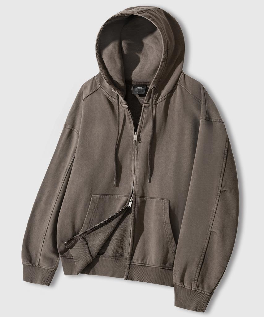 Lemain Second Vintage Pigment 2-Way Oversized Zip-Up Hoodie_2 Colors
