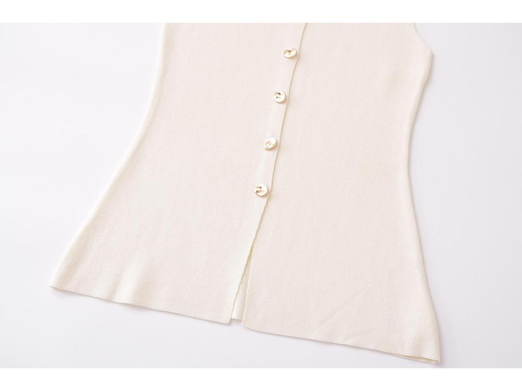 Europäischer & Amerikanischer Stil Damen Gold Doppelreihige Strickweste