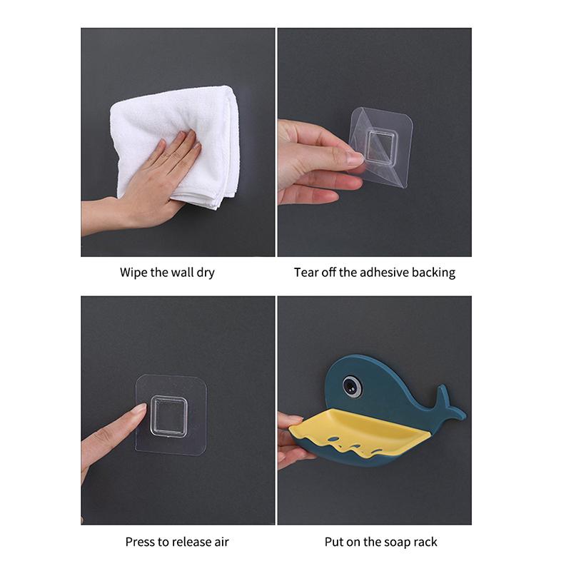 Whale Soap Box, Double-Layer Soap Holder, No Punching, Bathroom Storage Rack, Household Use