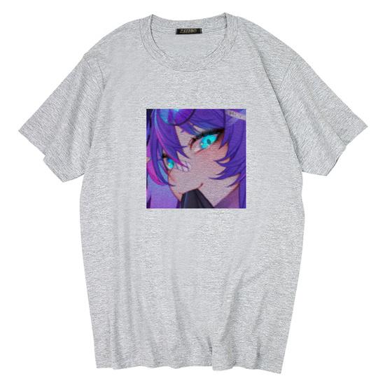 Dark Gothic Short Sleeve T-shirt Cute Cartoon Girl Streetwear Simple Casual Top Retro Loose E-Girl Summer Short Sleeve T-shirt