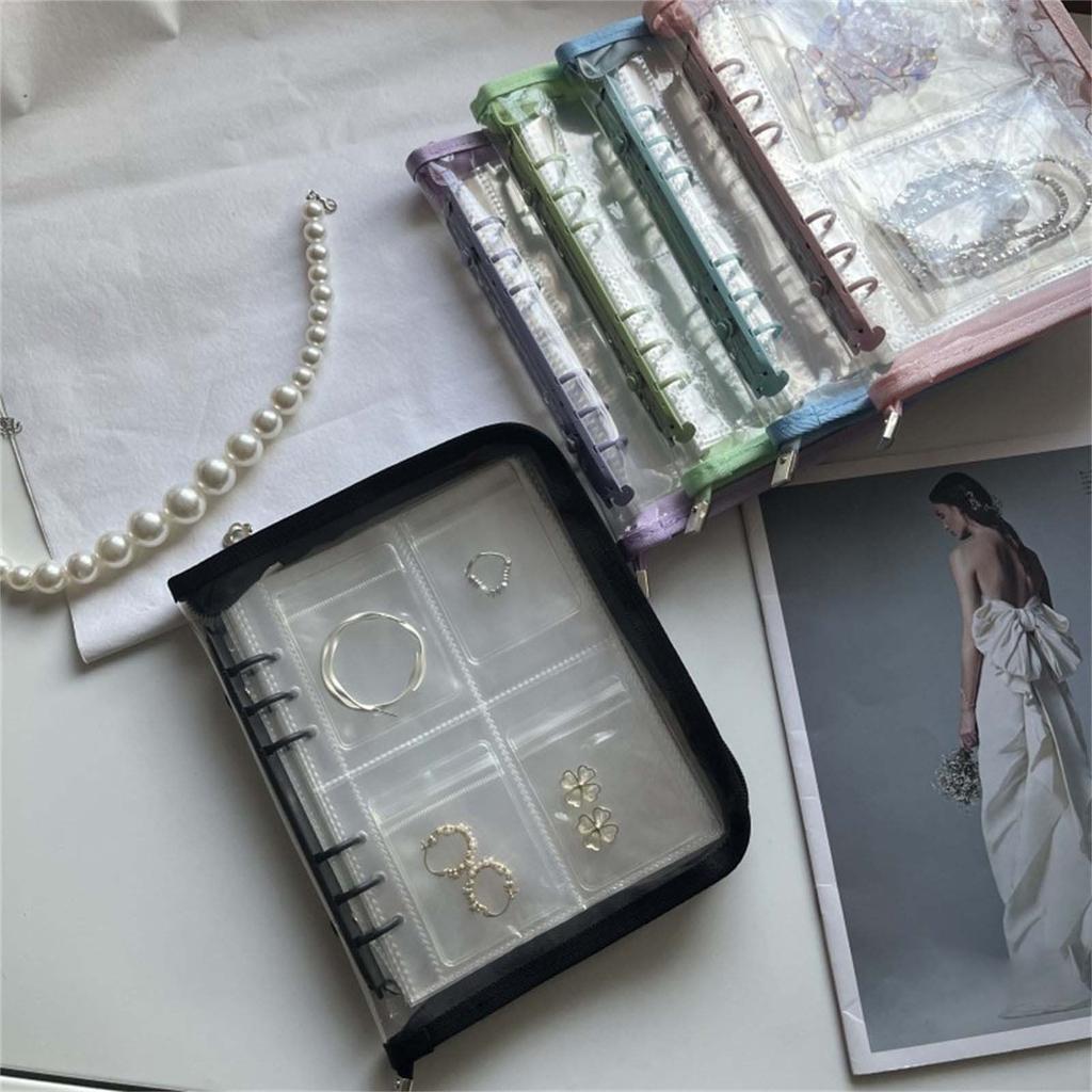 Reise Schmuck Organizer mit PVC-Taschen Transparente Aufbewahrung Buchtaschen für Halsketten Ohrringe Ringe und Armbänder