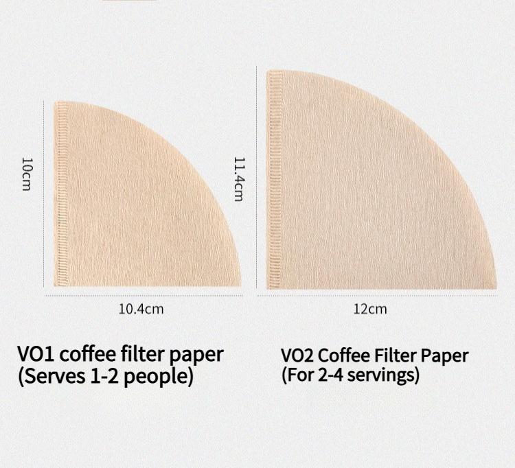 1PACK Hand Drip Coffee Filter Paper Cone Log Pulp V-Funnel Americano Coffee Machine Drip Filter Paper 1-2/2-4 Servings