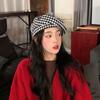 Houndstooth Comfortable Womens Beret Trendy And Stylish Cotton Flat Top Hat