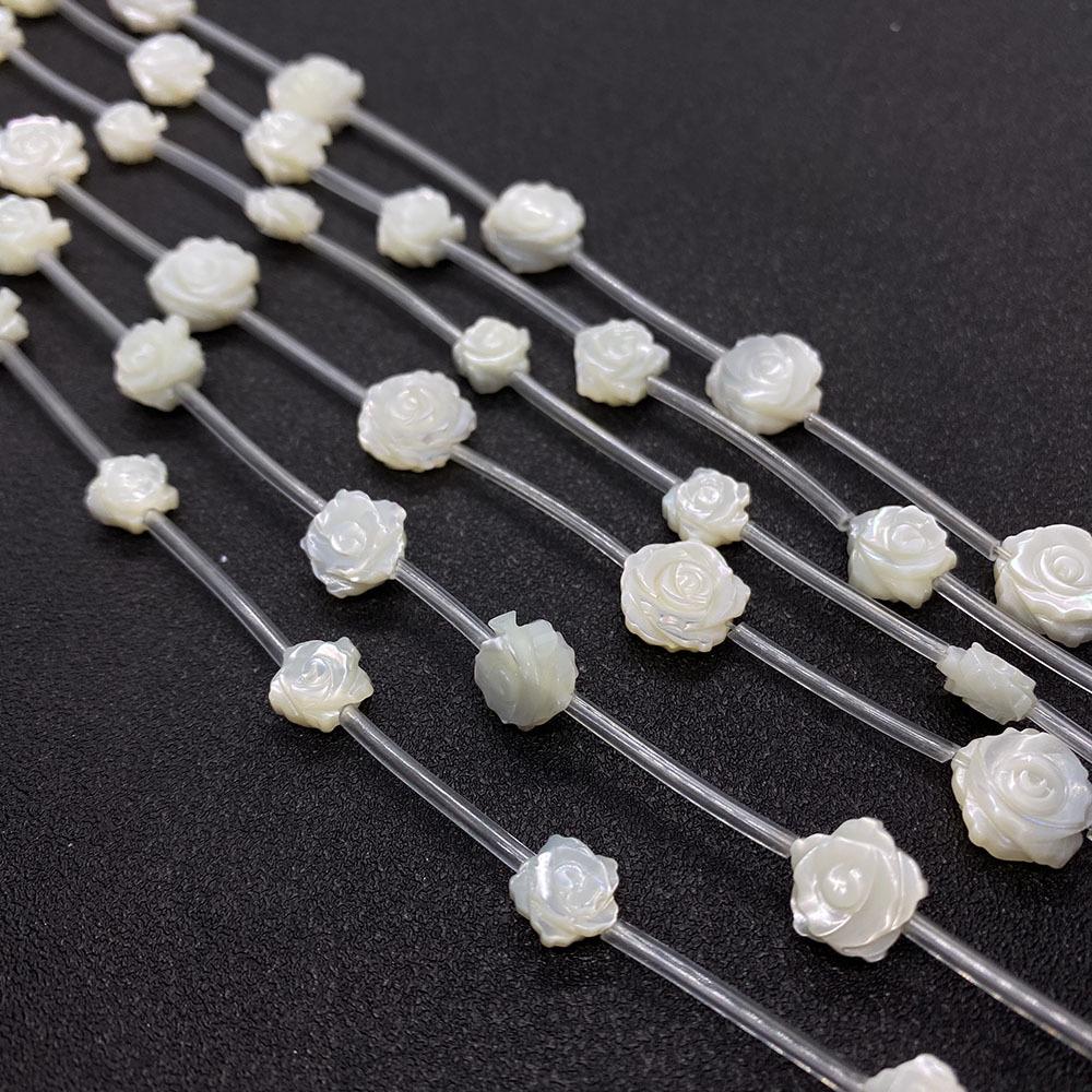 

White Freshwater Pearl Seashell Flower Beads, 8mm-12mm, Straight Hole, DIY Jewelry Accessories 8mm