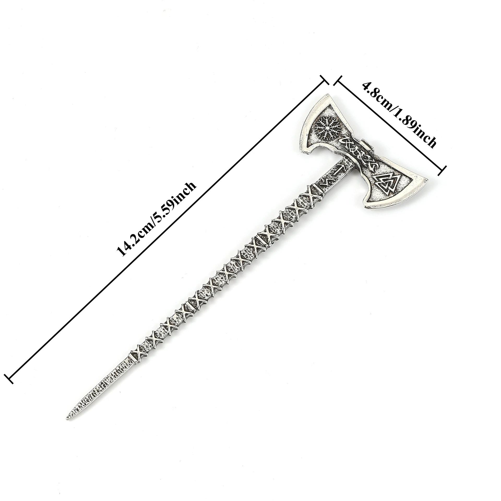 1pc Simple Elegant Viking Pirate Rune Celtic Knot Axe Hair Stick Hairpin Fashion Trend Norwegian Style Party Accessories