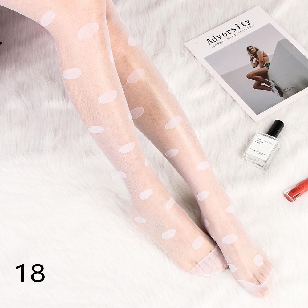 Sexy Women love Dot Embroidery Silk Stocking Thin Vintage Faux Tattoo Thigh Sheer Pantyhose Female Elastic Hosiery girls Tights