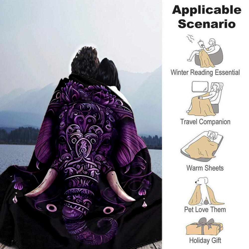 1pc Elephant Pattern Throw Blanket Soft Flannel, Cozy All Season Polyester Perfect for Home, Office