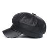 Retro PU Leather Octagonal Beret: Korean Style All-Season Fashion Cap for Men