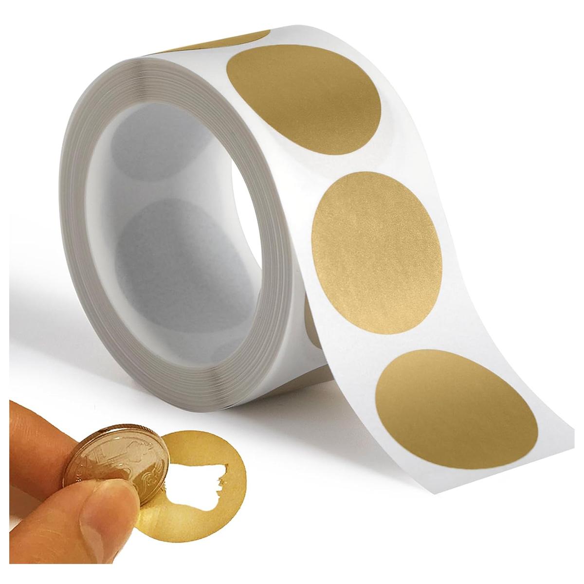 300pcs/roll Scratch Off Stickers, 2.5cm Round Scratch Off Labels Self Adhesive for Lottery Tickets DIY, Raffle Card Creating