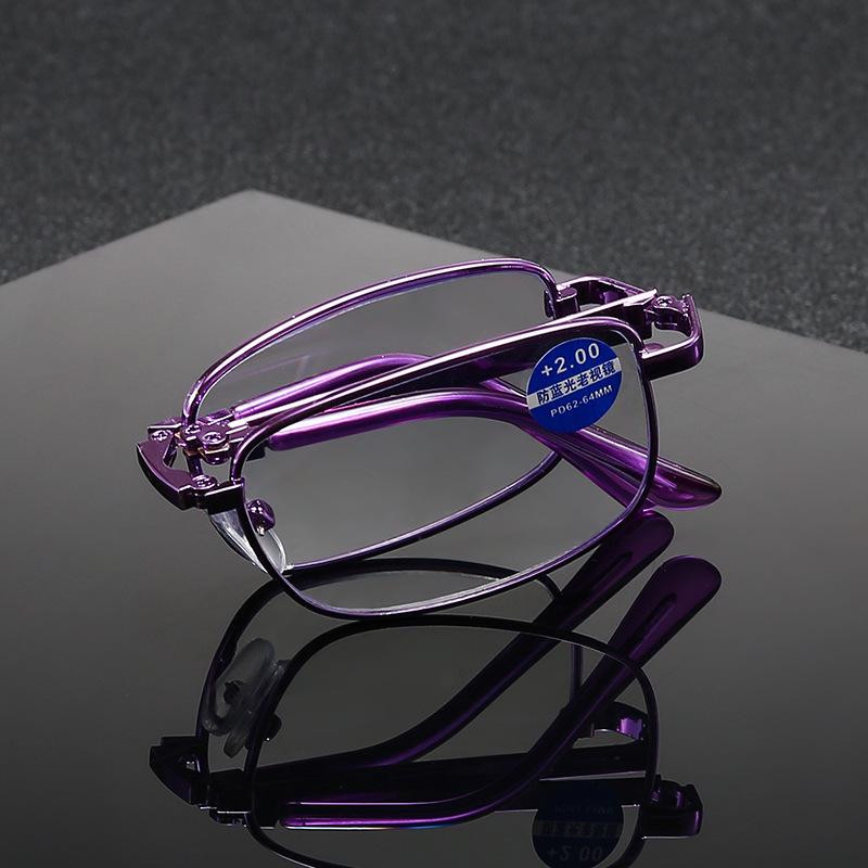 Far And Near Dual-Purpose Anti-Blue Double-Light Reading Glasses Metal Frame Folding With Box Reading Glasses Look Far And Near Dual-Purpose