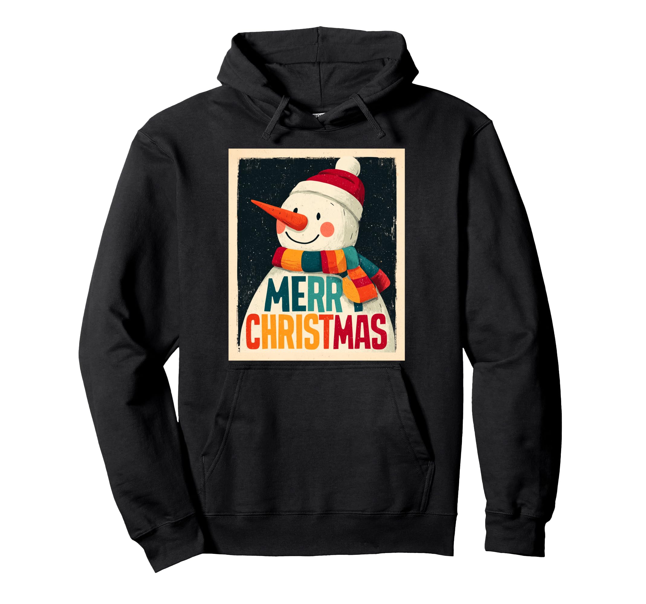 

Merry Christmas Snowman Vintage Retro 80s Christmas Hoodie чёрный