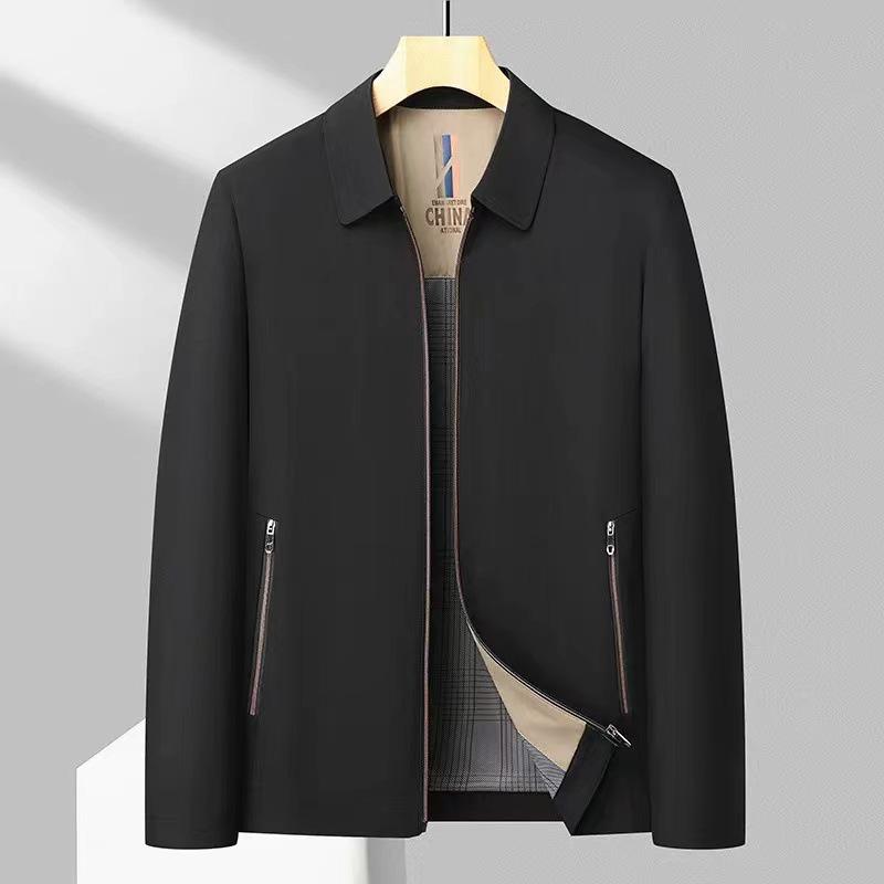 

Мужская куртка в стиле business casual со стойкой воротником на 2024 год для мужчин среднего и пожилого возраста 3XL [155-170 jin] чёрный
