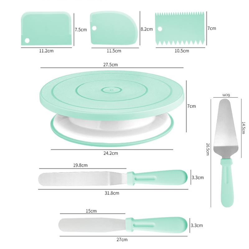 FAIS DU Macaron Cake Turntable Set with Cream Nozzles Scrapers Upgraded Revolving Cake Stand Tools for Baking Pastry Decorations