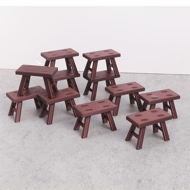 5Pcs 1:12 Scale Dollhouse Plastic Bench Miniature Stool Furniture for Doll House Kitchen Decor Kids DIY Play Props