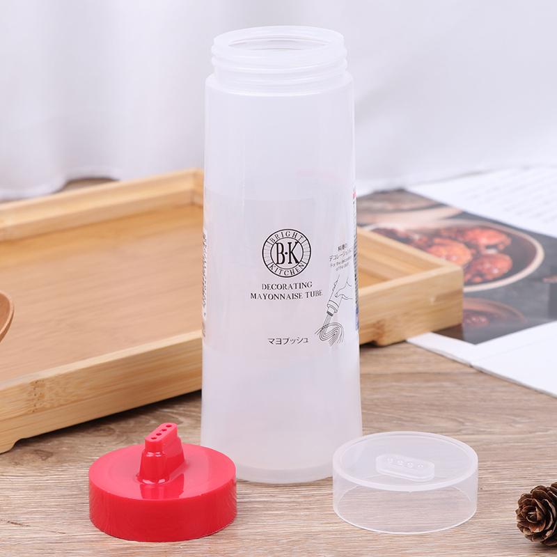 4 Holes 300Ml Sauce Bottle Resin Ketchup Oil Squeeze Dispenser Cruet Kitchen