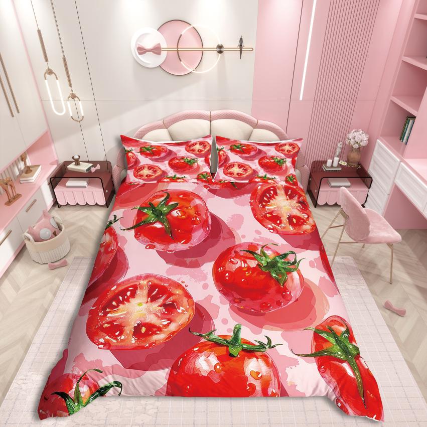 Homewish Cartoon Strawberry Duvet Cover SetGroovy Flower Daisy For Kids Bedding SetFloral Fruit Decor