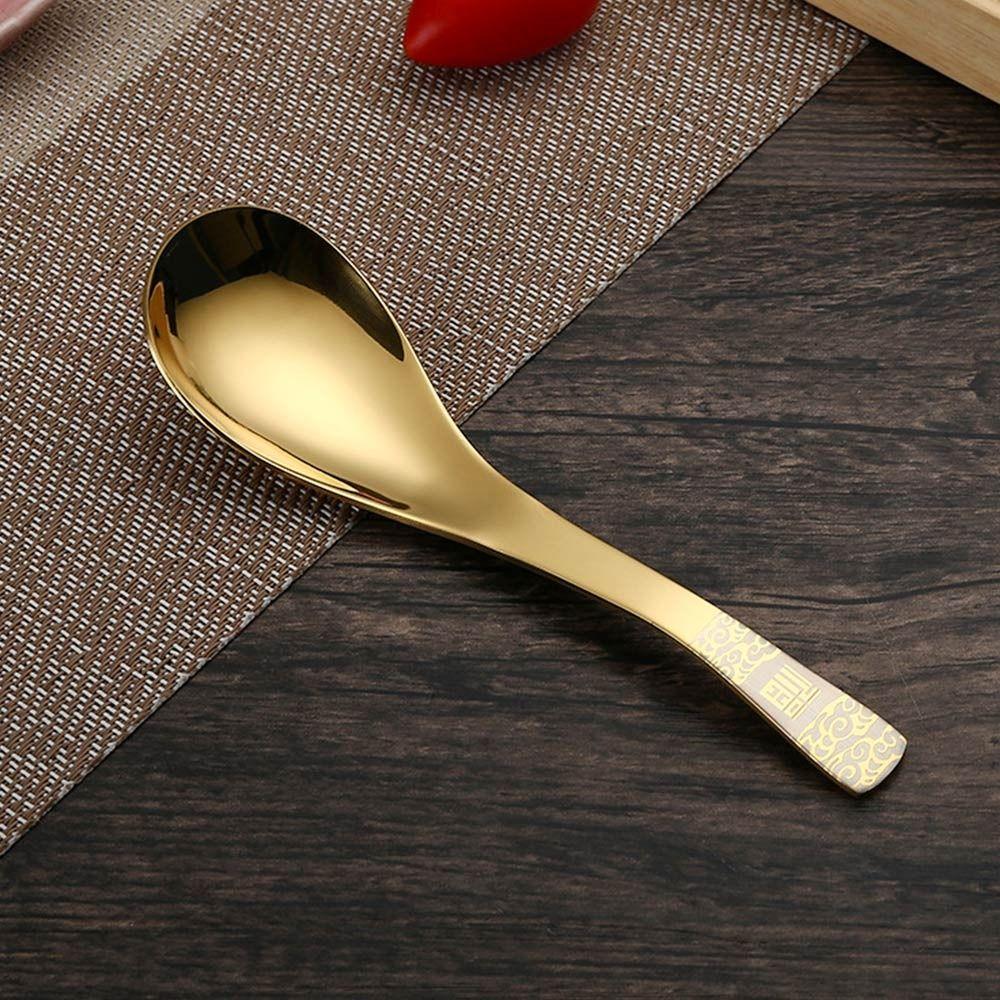 

Суповые ложки в китайском стиле из нержавеющей стали, десертная ложка, модная ложка для перемешивания золотой