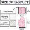 Pink Bow Coquette Decor Oven Mitts and Pot Holders Sets, PinkCoquette Preppy Kitchen Accessories Sets, Pink Ribbon Bow Preppy Heat Resistant Oven