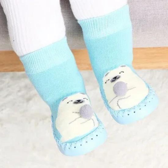 Calzini da interno per bambini piccoli, calzini per neonati, calzini invernali spessi in spugna di cotone per bambine con suole in gomma, calzini divertenti con animali per neonati