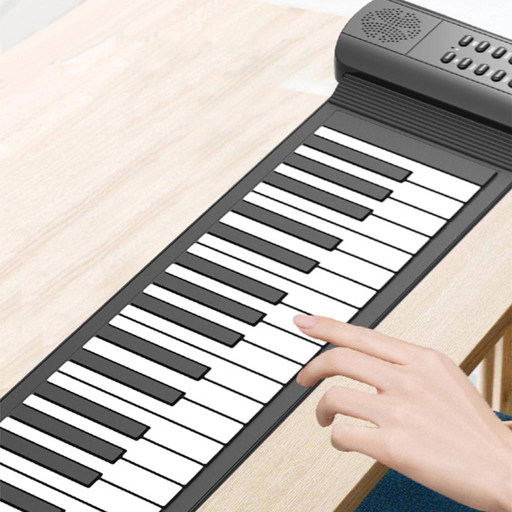 Roll Up Piano with Built In Speaker 16 Tones 6 Demos Supports Recording Sustain Headphone Jack Silent Hand Roll