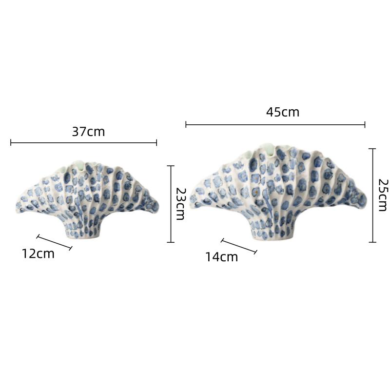 Abstract Ceramic Handicrafts Pleated Flowerpot Shell Vase Wavy Flower Vase Flower Arrangement Home Decoration Accessories