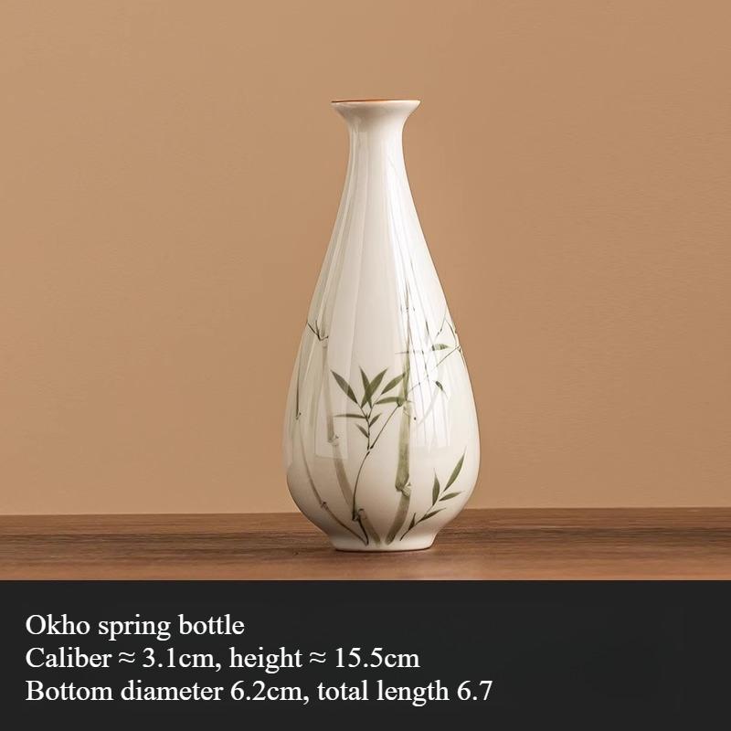 Hand Drawn Emerald Green Bamboo Flower Vase Decoration Creative Decoration for Living Room Flower Arrangement