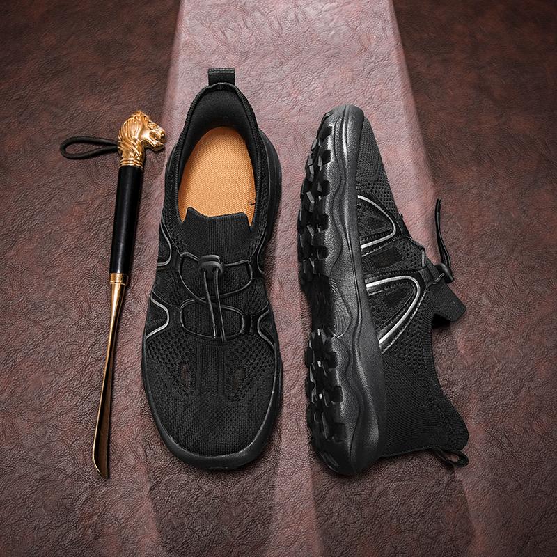 

Large size wide-toe casual shoes, mesh fabric, breathable, men s shoes, fashiable, anti-slip, soft sole, sports shoes 40 чёрный