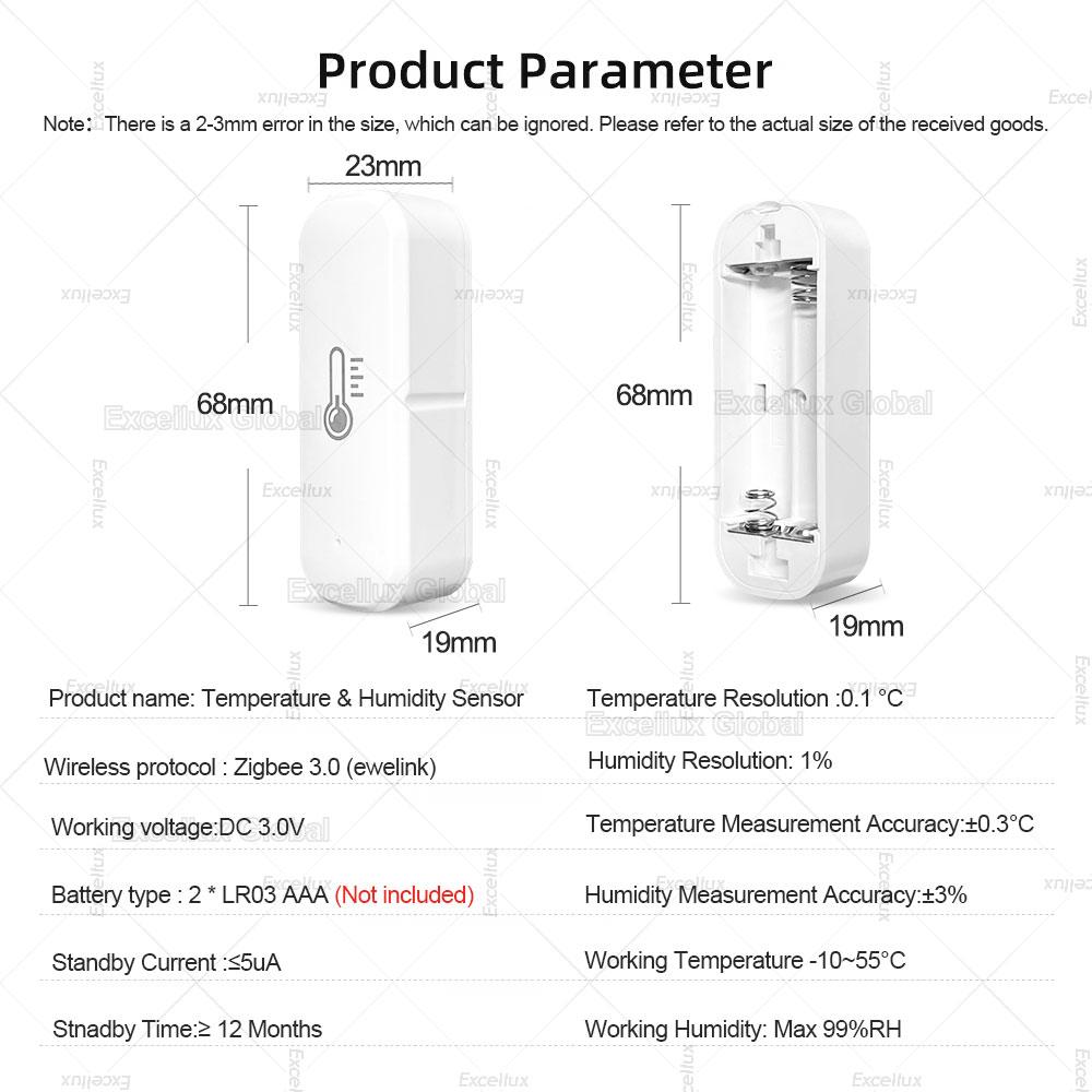 EWelink Zigbee Temperature And Humidity Sensor Indoor Thermometer Detector Monitor Smart Home Works With Alexa Google Assistant