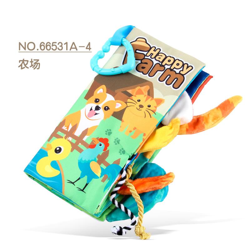 

Детская английская познавательная ладошковая тканевая книга не рвется, со звуковой бумагой, хваталка, тканевая книга с хвостами животных, развивающие игрушки