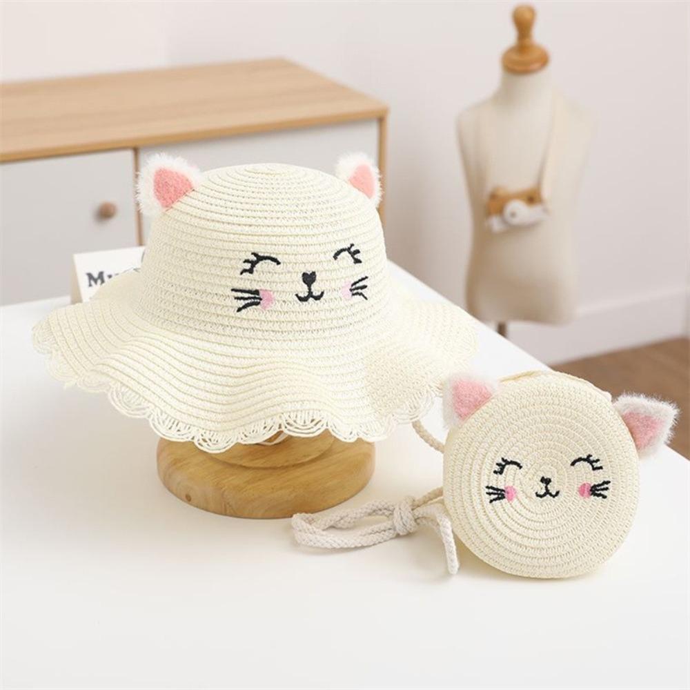 Multiple Colors Girls Sun Hat Cute Cat Children Sun Hat Fashion Fisherman Hat  Summer